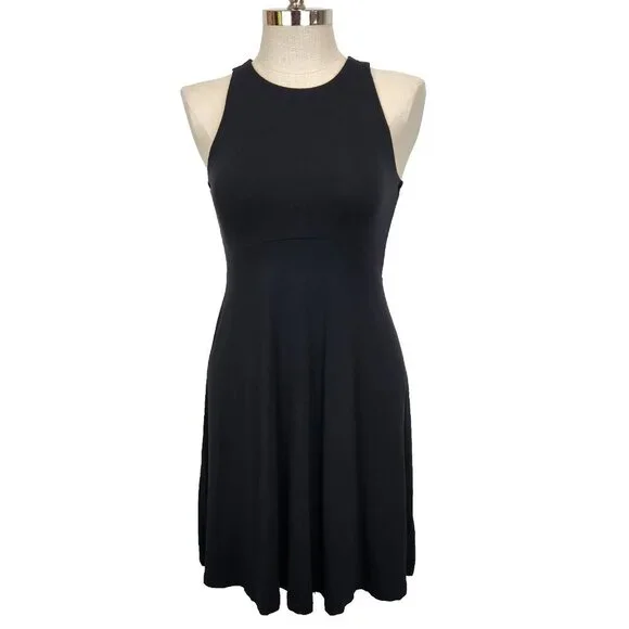 Athleta Santorini Thera Dress S Black Sleeveless Short Fit & Flare 531173 - Picture 1 of 11